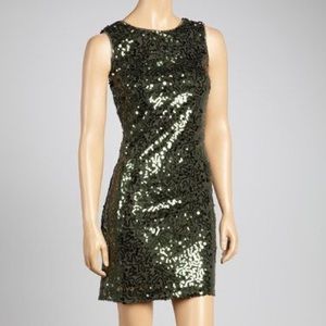Jessica Simpson dark green sequin dress